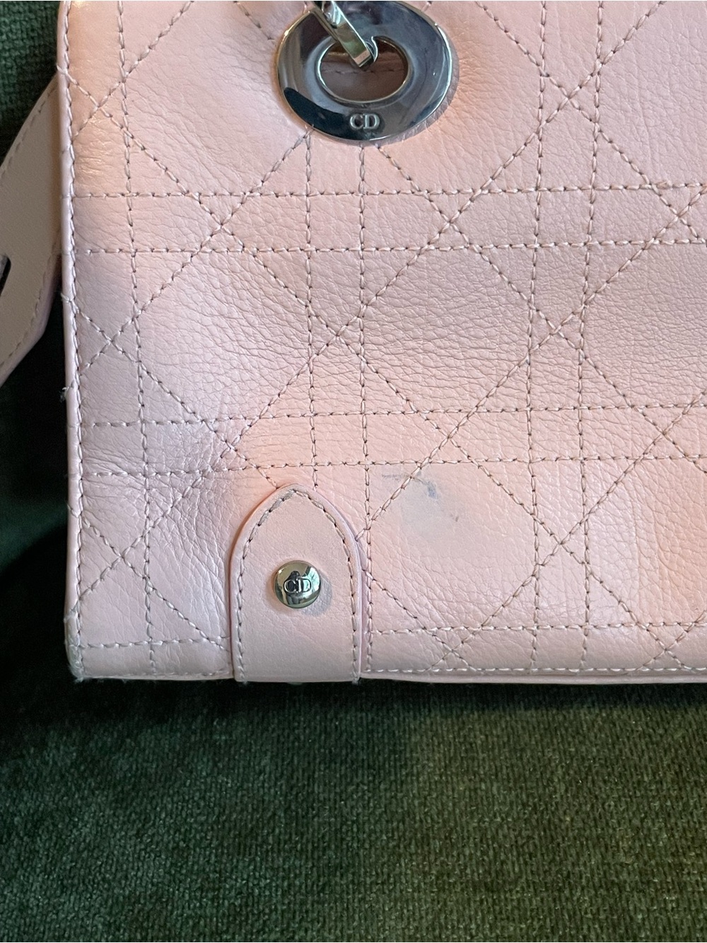 Authentic Dior Light Pink Quilted Shoulder east west Bag with Silver Hardware - Picture 9 of 13